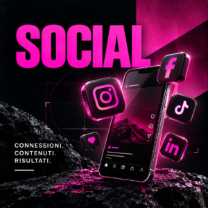 Hero della Soluzione Social Bertoli® con payoff "People Choose People", rete di connessioni digitali e comunicazione strategica per la crescita del brand attraverso i social media.